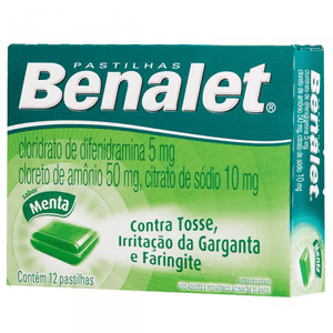 Benalet 50mg + 10mg + 5mg Pastilha Sabor Menta - Caixa com 12 Pastilhas