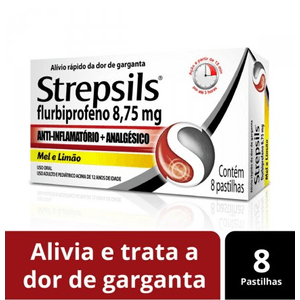 Strepsils 8.75mg Pastilha Sabor Mel e Limão - Caixa com 8 Pastilhas