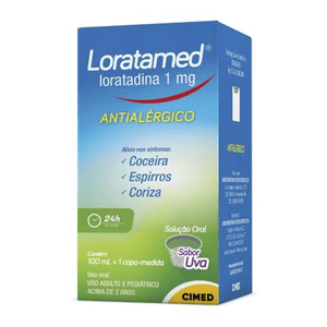 Loratamed 1mg/mL Xarope Sabor Uva - Frasco com 100 mL