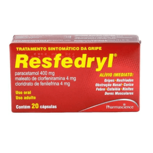 Resfedryl 4 + 4 + 400mg - 20 Cápsulas Gelatinosas Duras