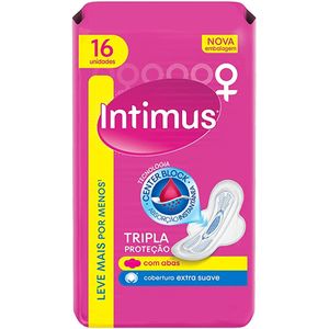 Absorvente Intimus Gel Tripla Protecao Cobertura Extra Suave, com abas, leve 16 e pague 14