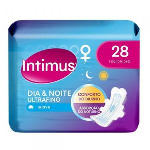 Absorvente Intimus Dia e Noite extra suave, com abas, 28 unidades