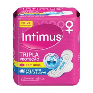 Absorvente Intimus Gel Tripla Protecao Suave Com Abas, 8 Unidades