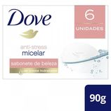 Sabonete Anti-Stress Dove Agua Micelar barra, 90g, 6 unidades