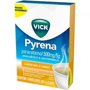 Vick Pyrena 500mg Pó para Suspensão Extemporânea Sabor Mel e Limão - 5 Envelopes com 5g