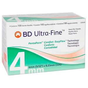 Bd Ultra Fine Agulha Descartável para Canetas BD Ultra Fine Penta Point 4mm 100 Unidades