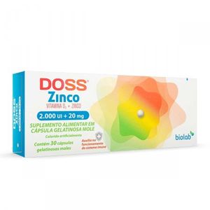 Doss Zinco 2000UI + 20mg 30 Cápsulas