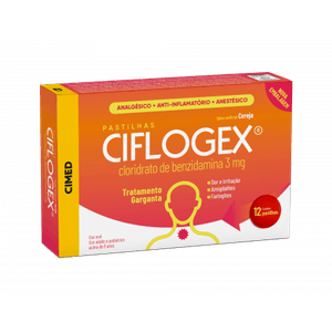 Ciflogex 3mg Pastilha Sabor Cereja   Caixa com 12 Pastilhas