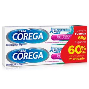 Creme Fixador de Dentadura Corega Ultra sem sabor, 2 unidades com 68g cada