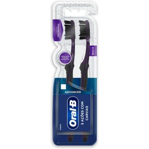 Kit Escova Dental Advanced Macia Oral-B 5 Acoes Com Carvao, 2 Unidades