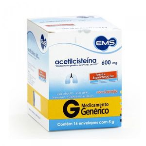 Acetilcisteína 600mg Granulado - 16 Envelopes com 5 g Sabora laranja