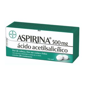 Aspirina 500MG Comprimido simples - Caixa com 20 Comprimidos