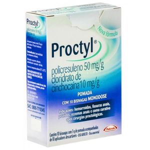 Proctyl 10MG/G + 50MG/G Pomada retal - 10 Bisnagas com 3 g