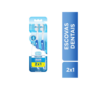 Escova Dental Oral-B Indicator Plus Nº 35 Macia, 1 Unidade, Azul Kit 2 Unidades Escova Nº 30