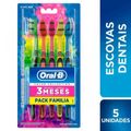 Escova de dente oral b color collection macia pack família com 5 unidades