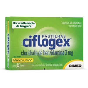 Ciflogex 3mg Pastilha Sabor Menta e Limão   Caixa com 12 Pastilhas