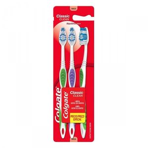 Escova Dental Macia Colgate Classic Clean 3 Unidades