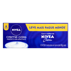 Sabonete Nivea Creme Care barra com 90g, leve 6 pague 5