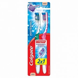 Escova Dental Macia Whitening Colgate Cabeça Compacta 2 Unidades