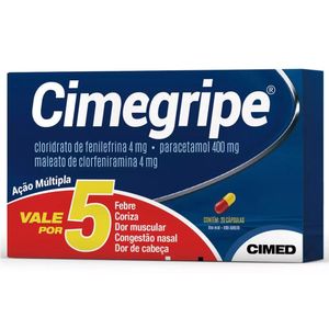 Cimegripe 400 + 4 + 4mg - 20 Cápsulas Gelatinosas Duras