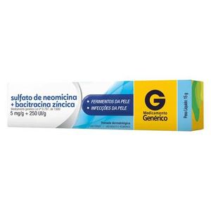 Sulfato de Neomicina + Bacitracina 5MG/G + 250UI/G Pomada dermatológica - Bisnaga com 15 g