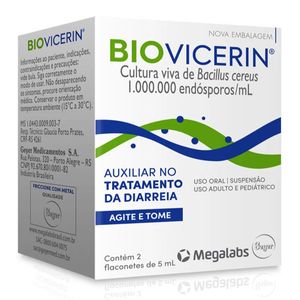 Biovicerin 1000000 ESPOROS/ML Suspensão oral - 2 Flaconetes com 5 mL