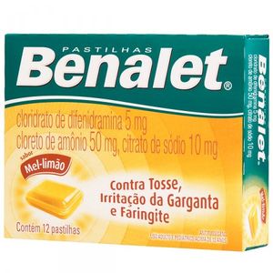 Benalet 50mg + 10mg + 5mg Pastilha Sabor Mel e Limão - Caixa com 12 Pastilhas