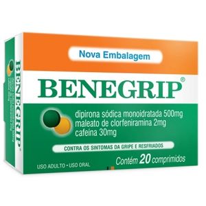 Benegrip 30MG + 2MG + 500MG Comprimido revestido - Caixa com 20 - Comprimidos