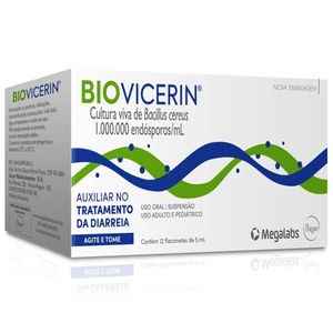 Biovicerin 1000000ESPOROS/ML Suspensão oral - 12 Flaconetes com 5 mL