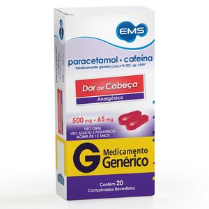 Paracetamol + Cafeina 500mg   20 Comprimidos Revestidos