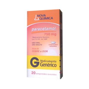 Paracetamol 750MG Comprimido revestido   Caixa com 20 Comprimidos