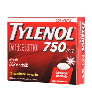 Tylenol 750mg Comprimido revestido - Caixa com 20 Comprimidos