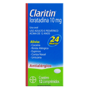 Claritin 10MG Comprimido - Caixa com 12 Comprimidos