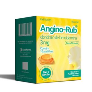 Angino Rub 3MG Pastilha Sabor Mel e Limão - Caixa com 16 Pastilhas