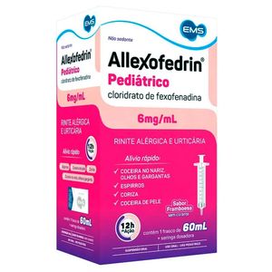 Allexofedrin Pediátrico 6mg/mL Suspensão Oral Sabor Framboesa - Frasco com 60 mL