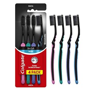 Kit Escova de Dente Colgate Slim Soft Black 4 Unidades