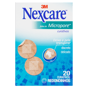 Curativo Nexcare Micropore redondos com 20 unidades