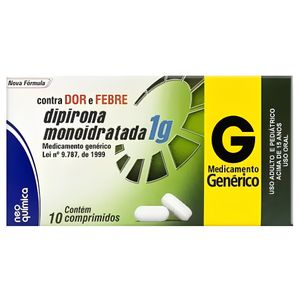 Dipirona Monoidratada 1g - Caixa com 10 Comprimidos