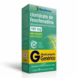 Cloridrato de Fexofenadina 180mg - Caixa com 10 Comprimidos Revestidos