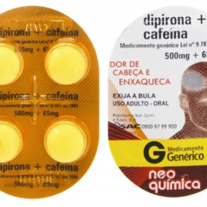 Dipirona + Cafeína 500mg + 65mg   Caixa com 4 Comprimidos