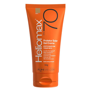 Protetor Solar Facial FPS70 Gel Creme Heliomax Efeito Base com Toque Seco Cor Médio   Bisnaga com 50g