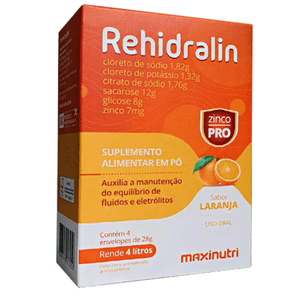 Rehidralin Sabor Laranja   Caixa com 4 Envelopes 28g