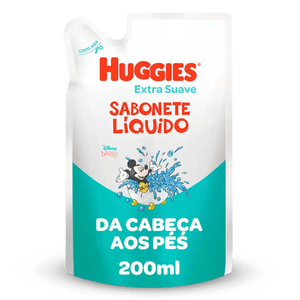 Sabonete Líquido Infantil Huggies Extra Suave Da Cabeça aos Pés Refil com 200ml