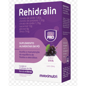 Rehidralin Sabor Uva   Caixa com 4 Envelopes 28g