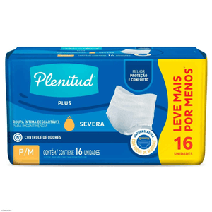 Roupa Íntima Descartável Plenitud Protect Plus Tamanho P/M  16 Unidades