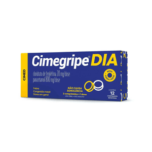 Cimegripe Dia 20mg + 400mg + 400mg - Caixa com 12 Comprimidos Revestidos