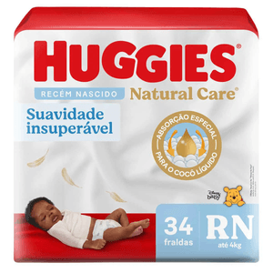 Fralda Huggies Natural Care RN 34 Unidades